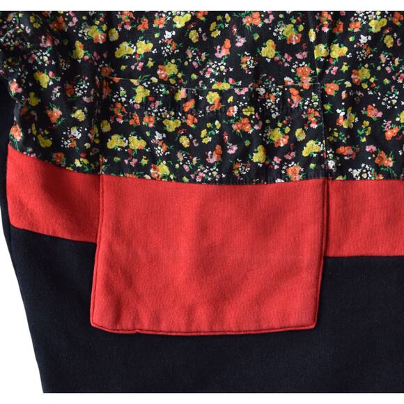 Zara Black and Red Striped Floral Oversized Sweatshirt With Pockets Size Small - Picture 2 of 5